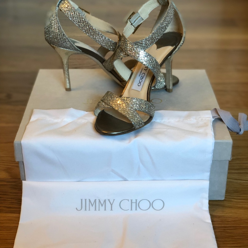 Jimmy Choo Louise Glittery Crisscross Sandal
